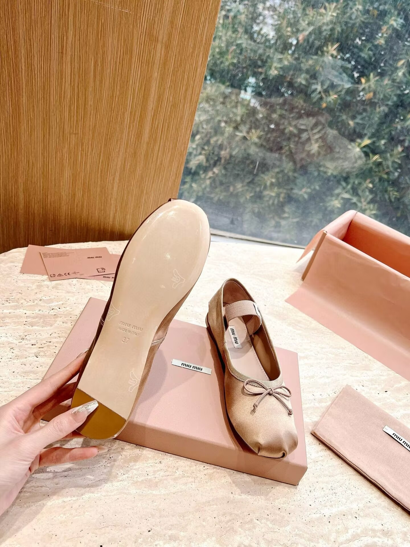 UA Miu Miu Satin Ballerinas