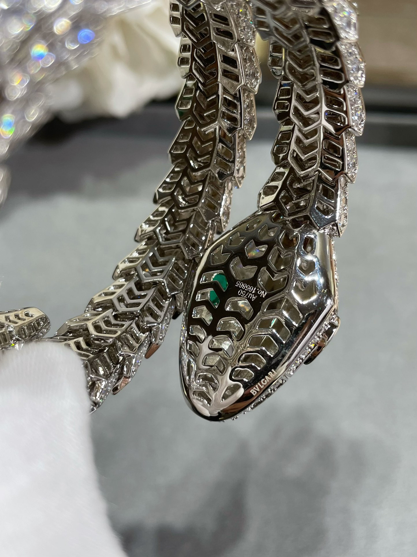 b*l*ai large three-circle full-Di*m*nd snake bracelet