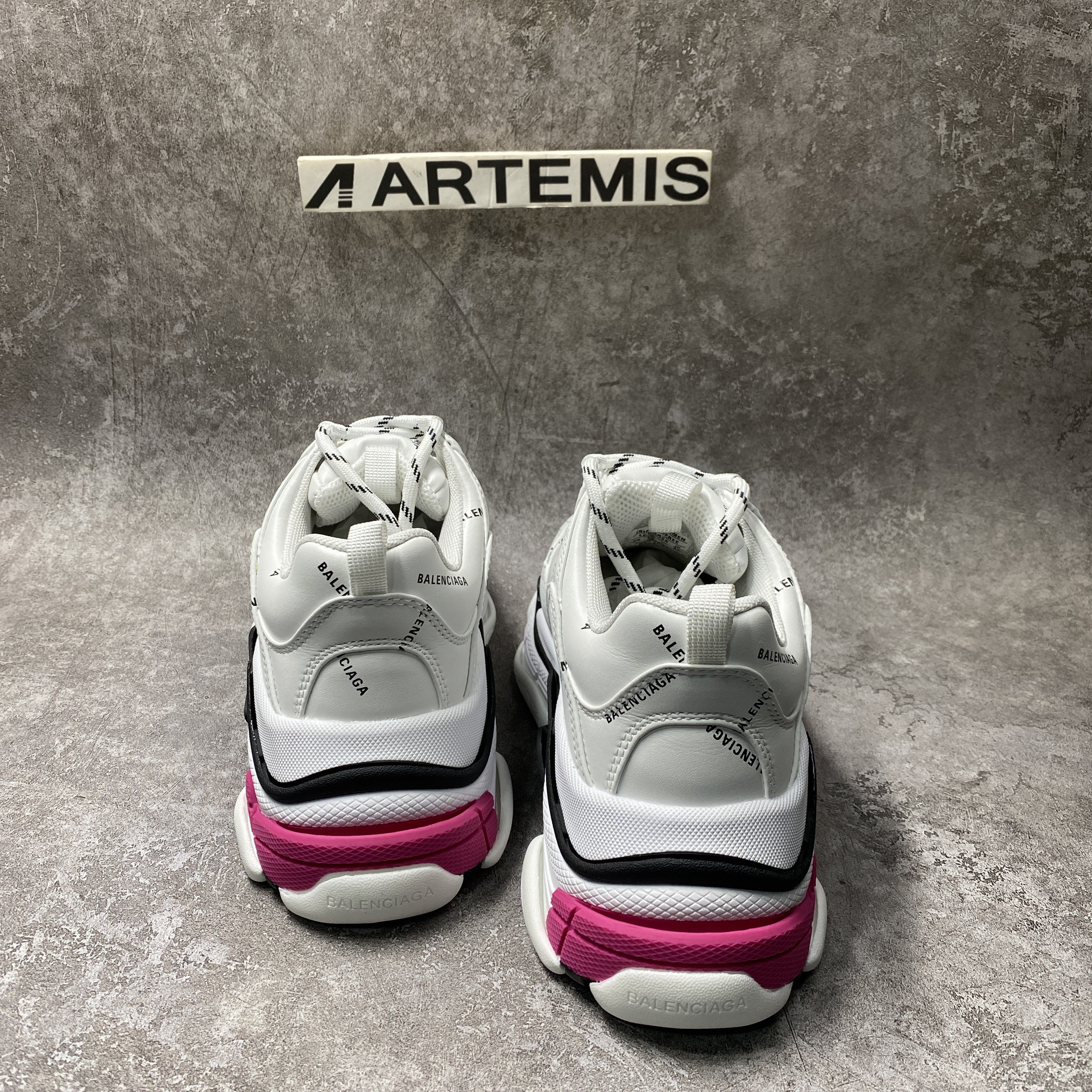 Balenciga All Over Logo Triple S Pink Black