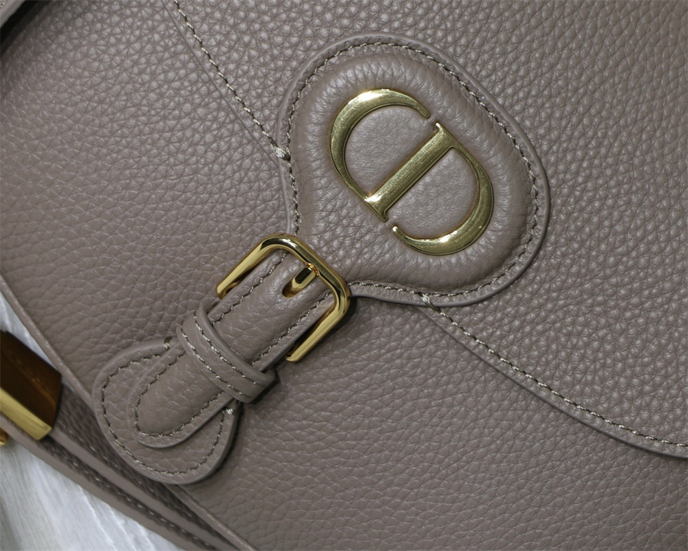 medium D*or bobby bag grey grained calfskin