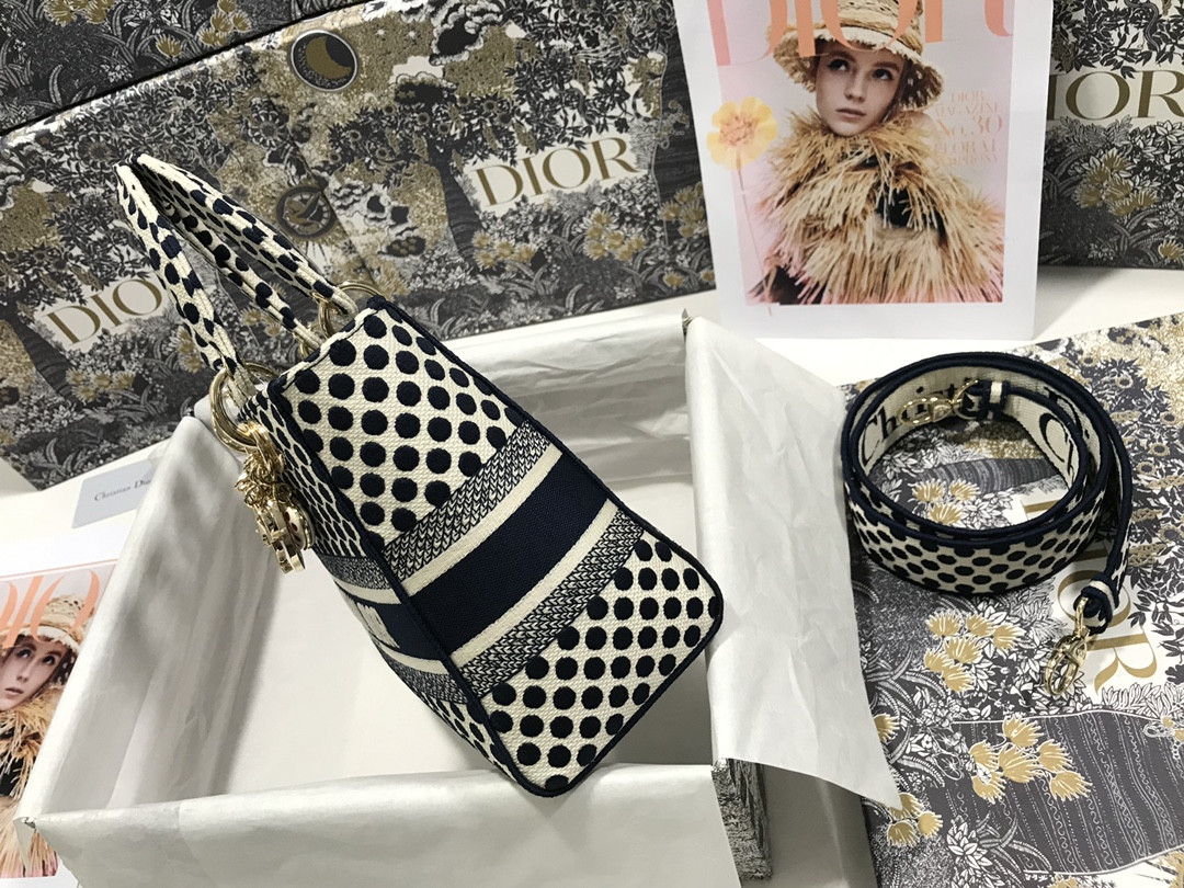 medium D*or lady d-lite bag polka dots 24 x 20 x 11 cm