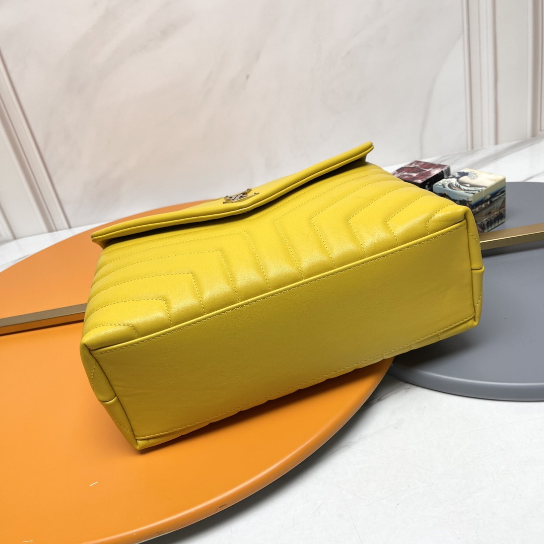 Y*L loulou medium in quilted leather yellow 12.5 x 8.6 x 3.5 inches