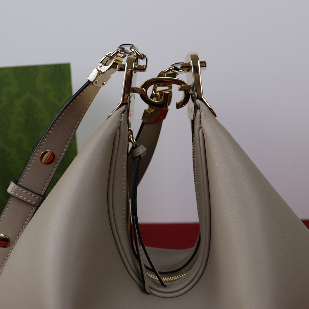 G*u*i attache medium shoulder bag gray 13.8″w x 12.6″h x 2.4″d