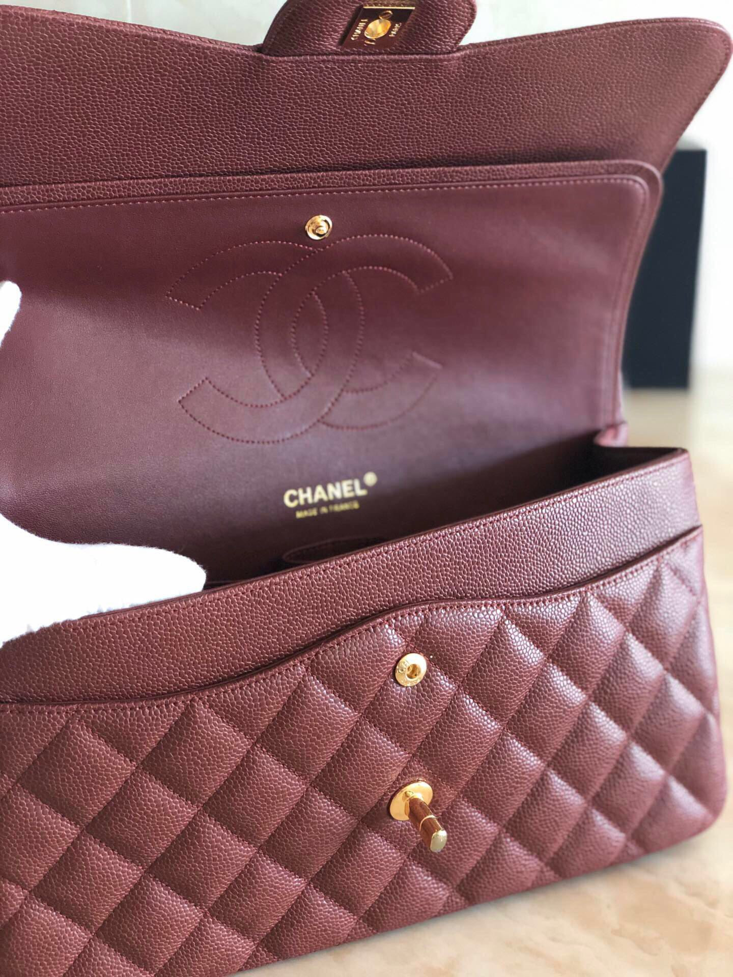 Ch*el classic flap jumbo 30cm cf gold hardware 7.6 × 11.7 × 3.9 in