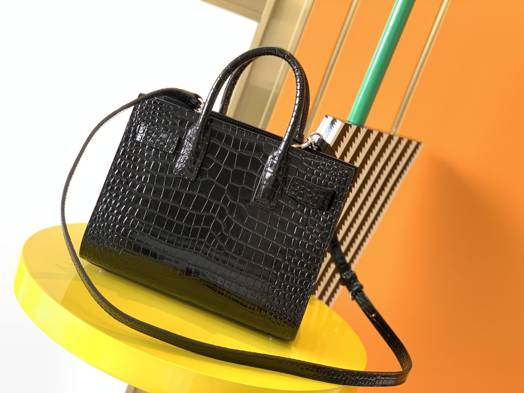 Y*L sac de jour in crocodile embossed leather - nano 22x18x10.5cm