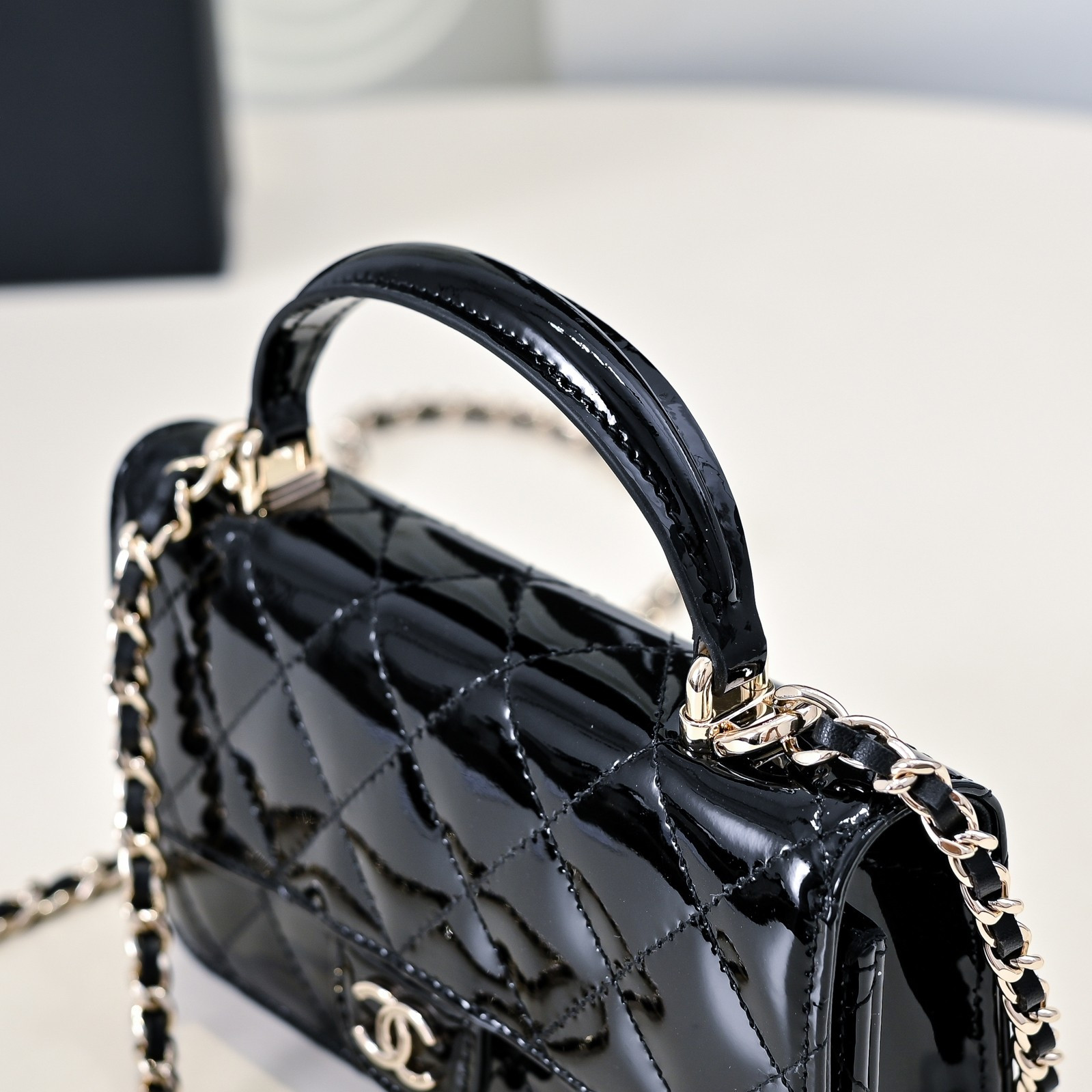 Ch*el mini classic handbag with top handle 20x12x6cm